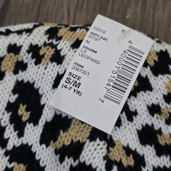 Children’s Place ✦ Leopard Print Knit Beanie ✦ Black White Animal Pattern Hat Ag - Picture 4 of 7